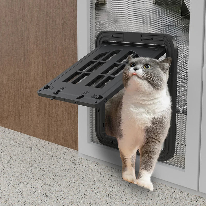 Large Magnetic Dog Screen Door – 4‑Way Locking Flap