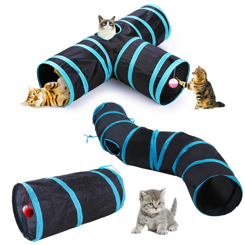 Collapsible Cat Play Tunnel – Crinkle Toy for Indoor Cats, Rabbits & Guinea Pigs