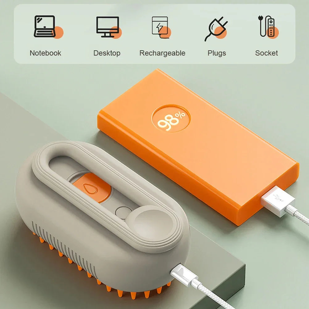 Cat Steam Grooming Brush Interactive Self Cleaning pettechhair