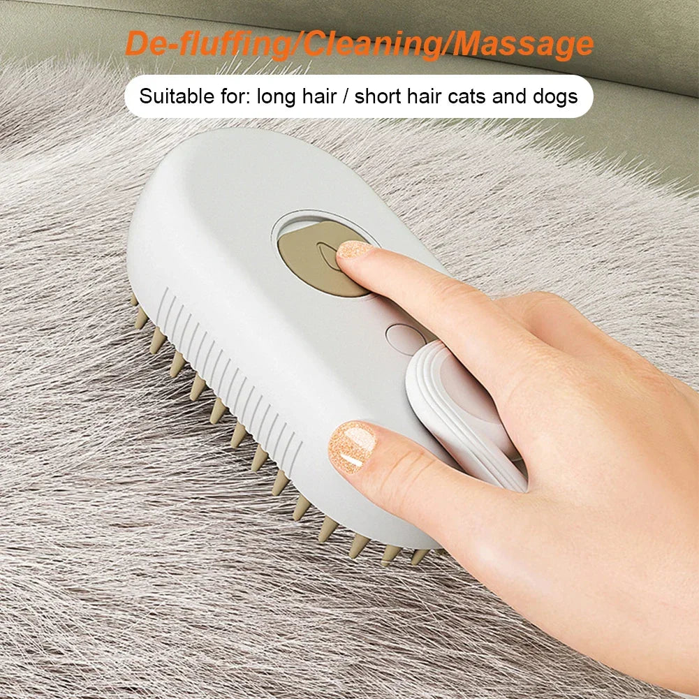 Cat Steam Grooming Brush Interactive Self Cleaning pettechhair