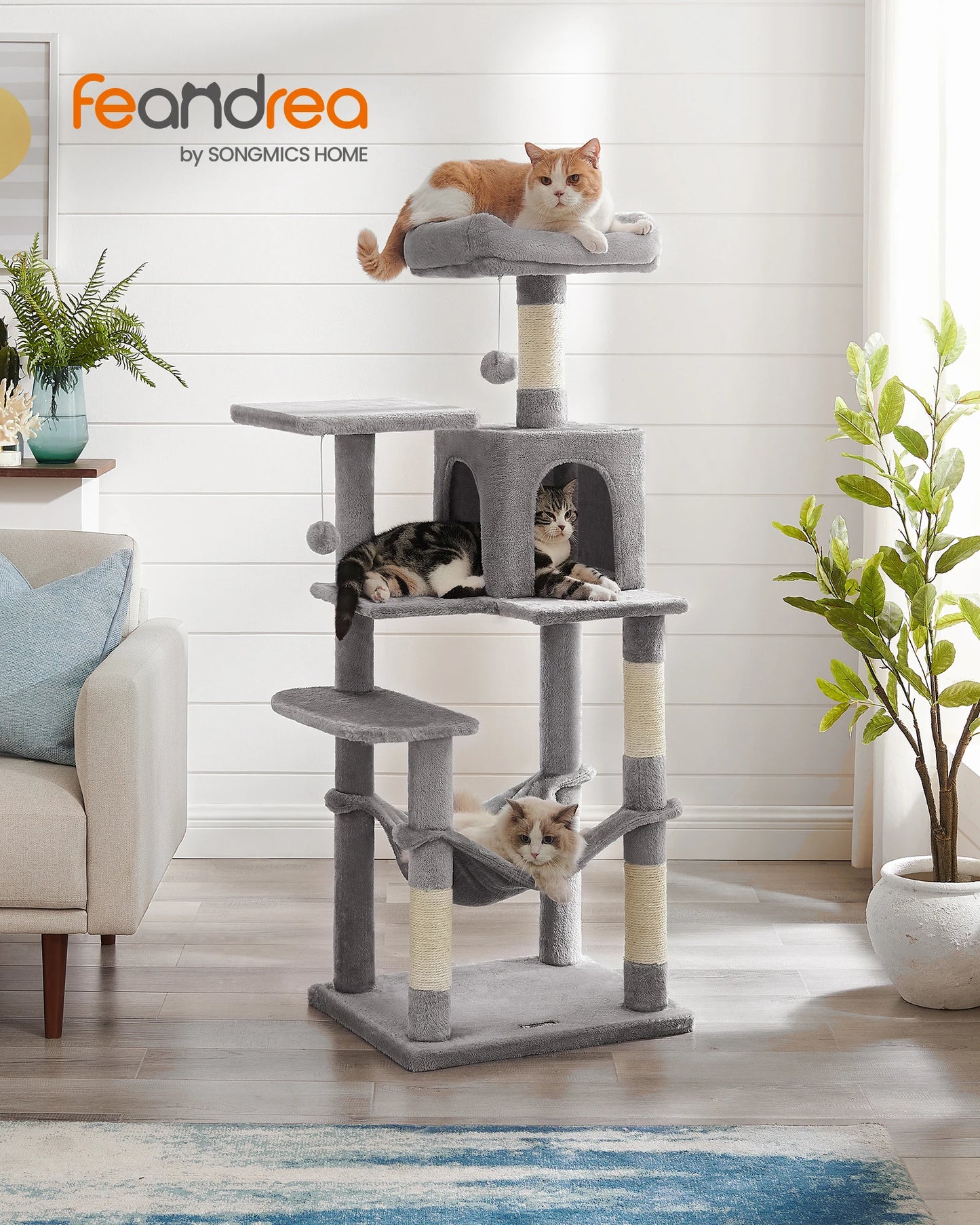 FEANDREA Multi-Level Cat Tree Tower – Indoor Cat Condo