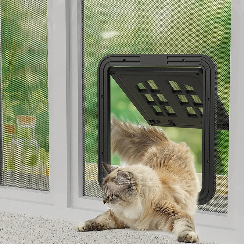 Large Magnetic Dog Screen Door – 4‑Way Locking Flap