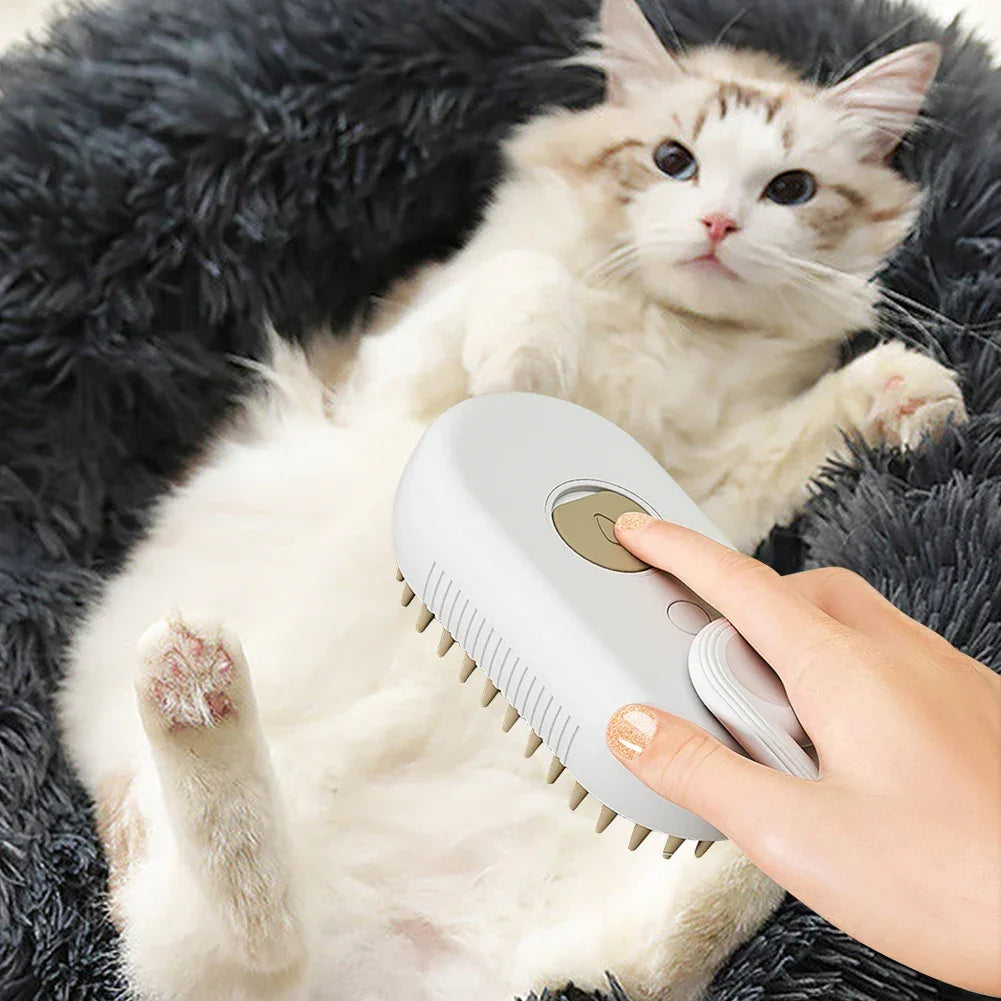 Cat Steam Grooming Brush Interactive Self Cleaning pettechhair