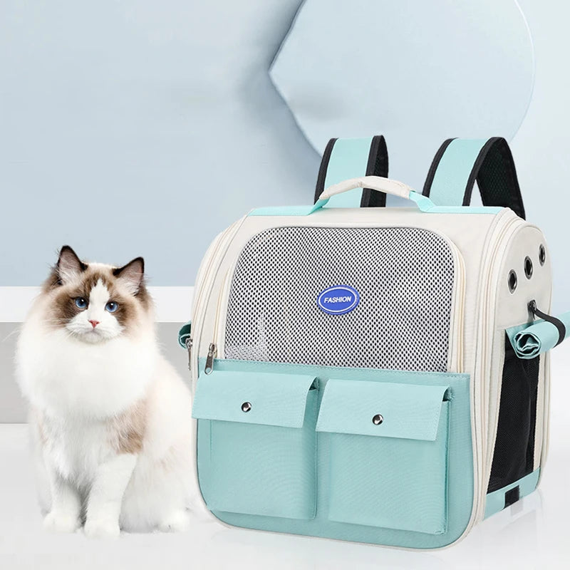 Foldable cat carrier backpack for travel