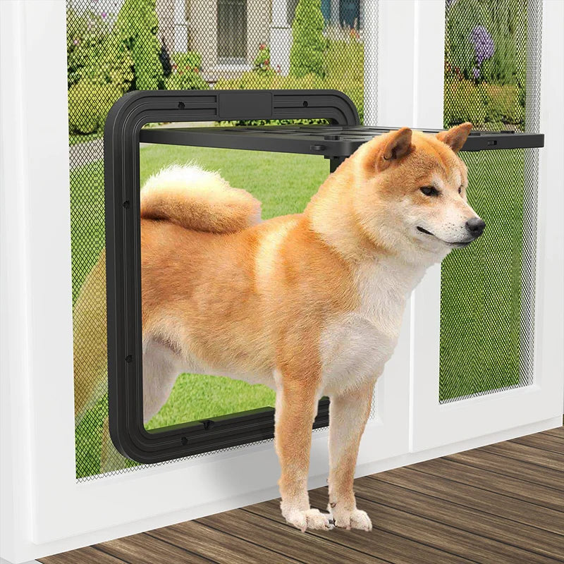 Large Magnetic Dog Screen Door – 4‑Way Locking Flap