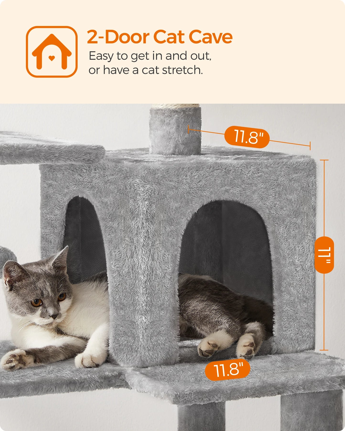 FEANDREA Multi-Level Cat Tree Tower – Indoor Cat Condo
