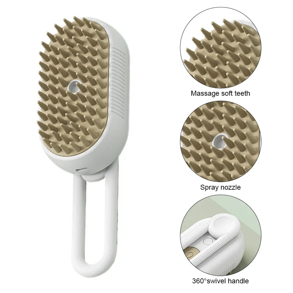 Cat Steam Grooming Brush Interactive Self Cleaning pettechhair