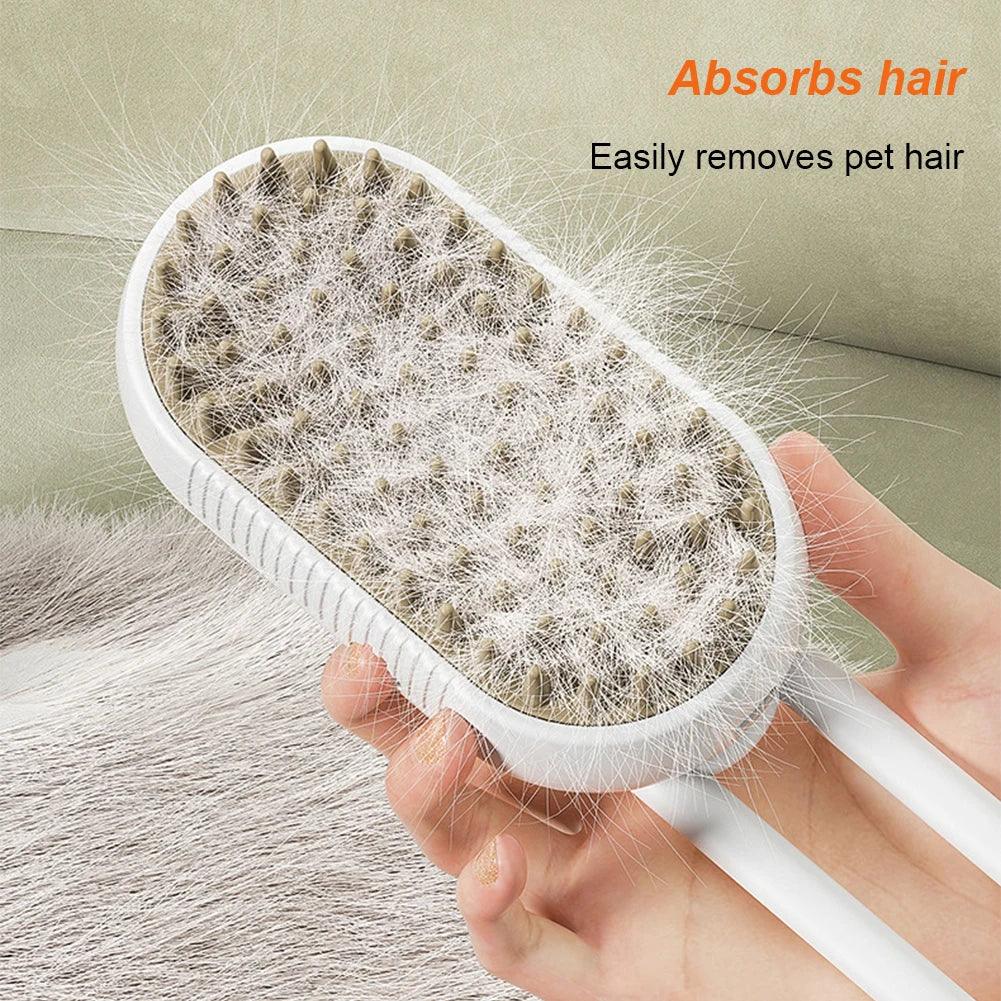 Cat Steam Grooming Brush Interactive Self Cleaning pettechhair