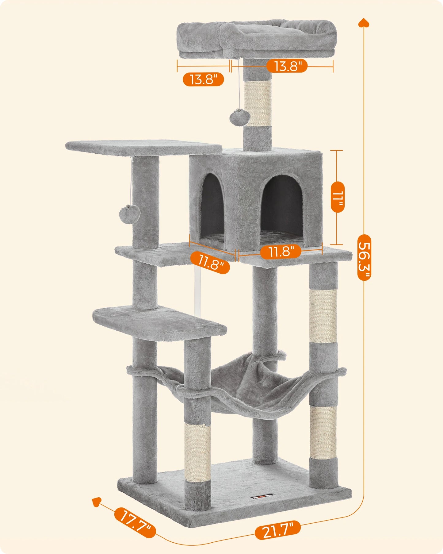 FEANDREA Multi-Level Cat Tree Tower – Indoor Cat Condo