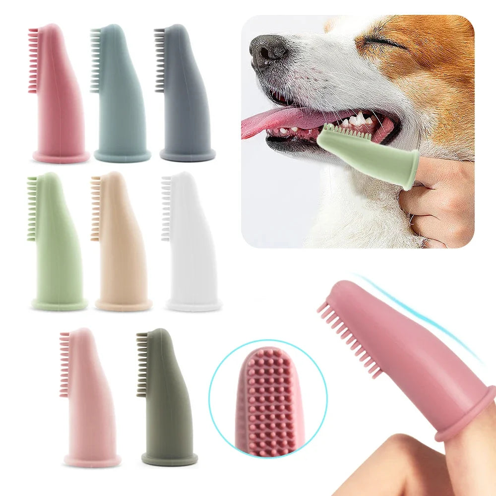 silicone pet finger toothbrush for dogs and cats