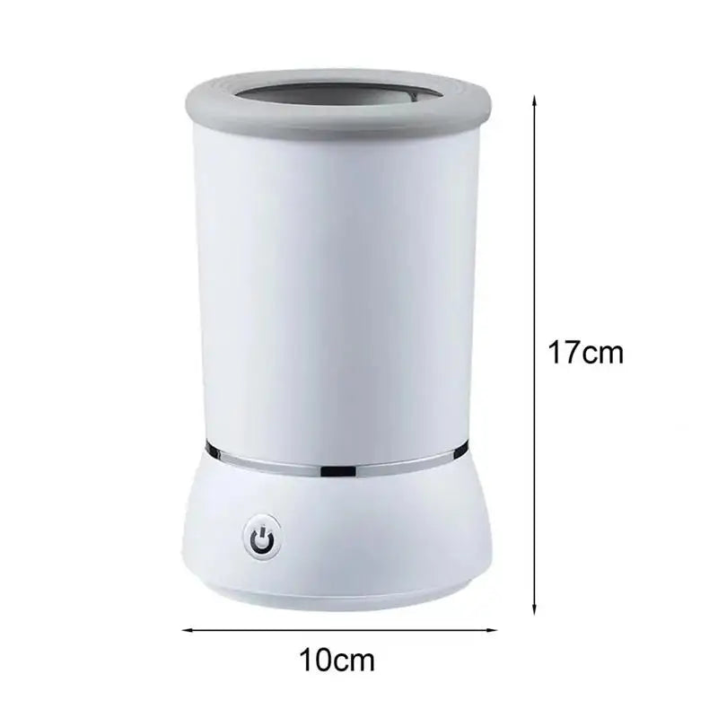 pettechhair compact white cylindrical electronic device with power button showing 10cm width 17cm height