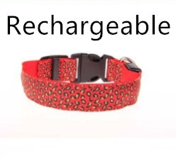 Pettechhair red leopard print dog collar with quick release buckle and metal D ring for tags