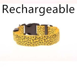 Pettechhair rechargeable yellow leopard print dog collar with quick release buckle for safe walks