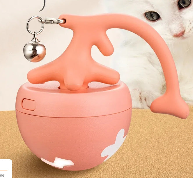 pettechhair pink silicone cat toy with dangling bell and interactive wobble ball for playful kittens