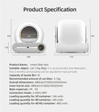 pettechhair smart litter box product specification diagram showing dimensions 480x516x505 mm capacity 9L and features