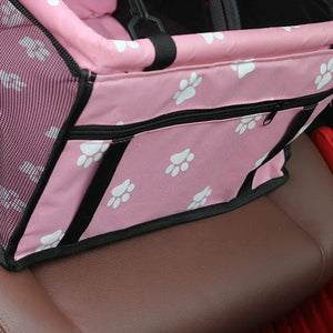 pettechhair pink pet car booster seat with paw print pattern mesh sides and zip pocket