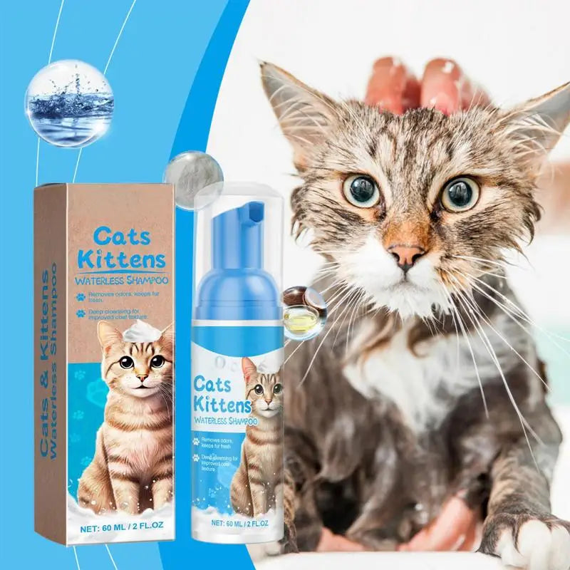 No-Rinse Cat Flea Shampoo – Waterless, Quick-Drying