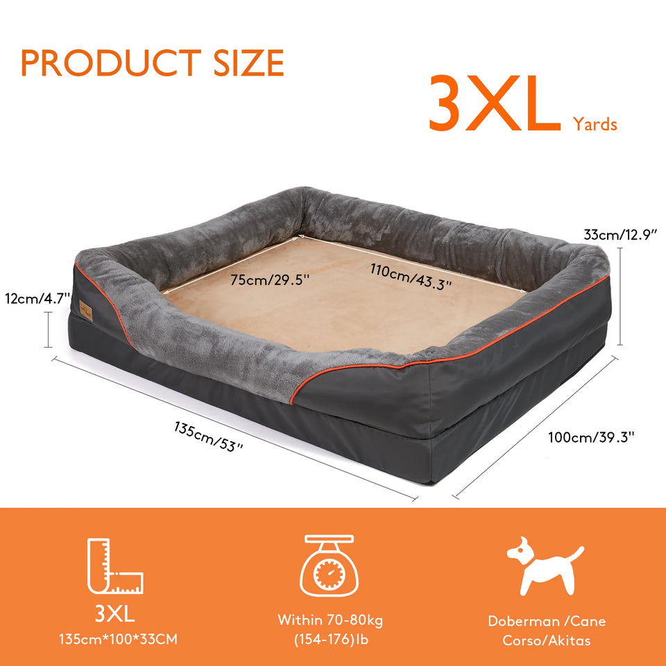 Orthopedic XL Dog Bed for Large Breeds – Memory Foam Comfort