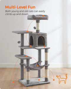 FEANDREA Multi-Level Cat Tree Tower 56.3″ Indoor Cat Condo