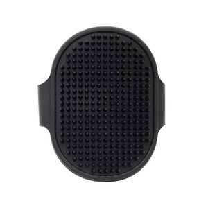 Pettechhair black oval silicone pet grooming brush with soft nodules for bathing and deshedding