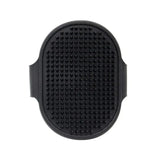 Pettechhair black oval silicone pet grooming brush with soft nodules for bathing and deshedding