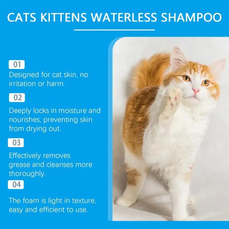 No-Rinse Cat Flea Shampoo – Waterless, Quick-Drying