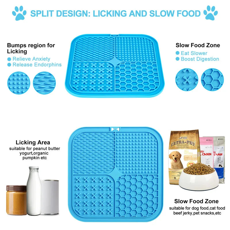 Dog Slow Feeders Mats Lick Mat Boredom Anxiety Reduction Perfect for Food Yogurt Peanut Butter Alternative to Slow Feed Dog Bowl pettechhair
