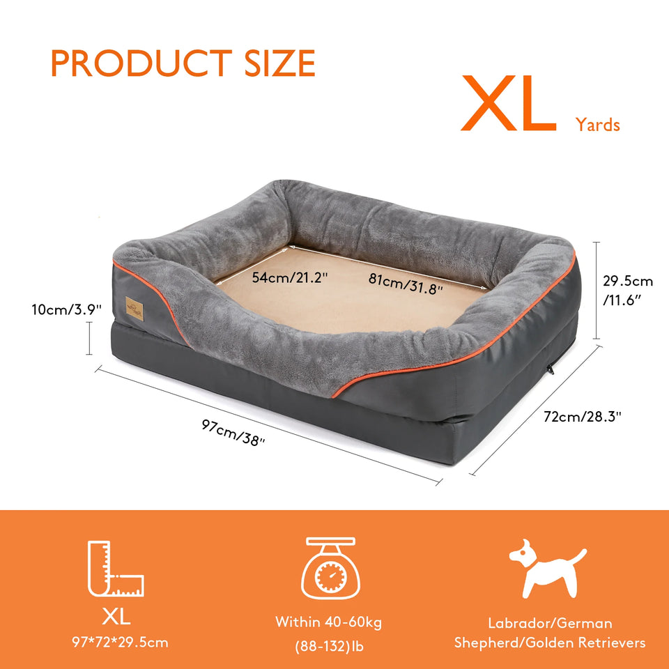 Orthopedic XL Dog Bed for Large Breeds – Memory Foam Comfort
