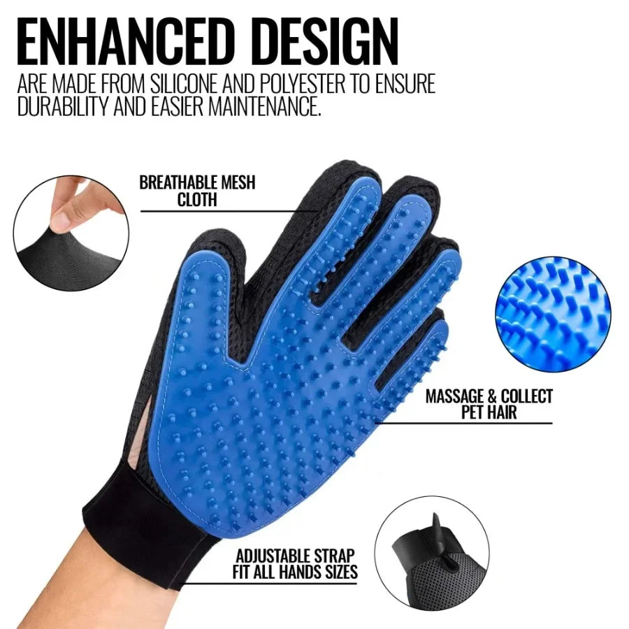 Pet Grooming Gloves for Deshedding and Massage