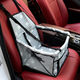 Paw-Print Dog Car Booster Seat with Harness – Waterproof Travel Pet Cushion