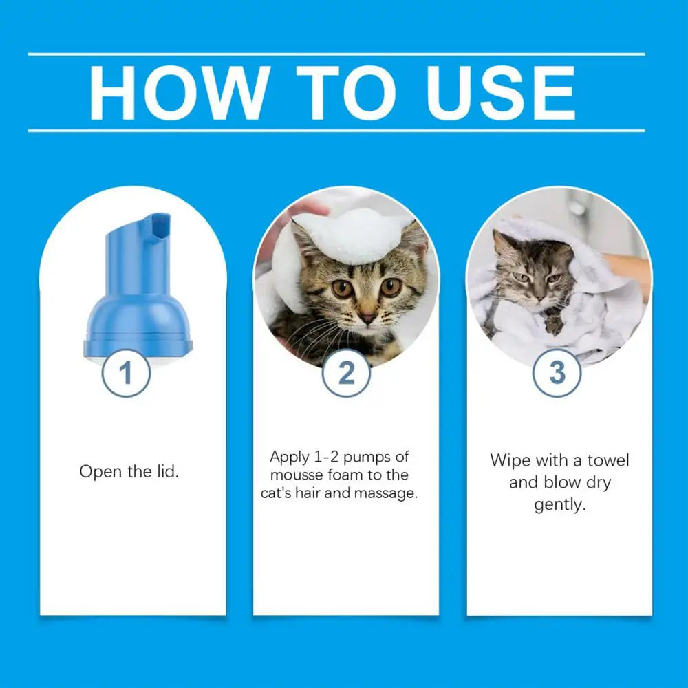 No-Rinse Cat Flea Shampoo – Waterless, Quick-Drying