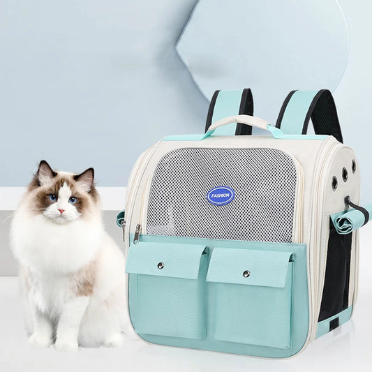 Foldable cat carrier backpack for travel
