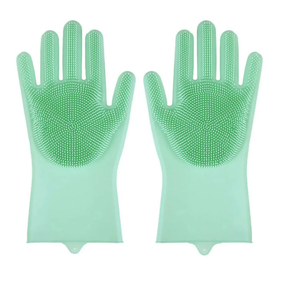 Pettechhair mint green pet grooming gloves silicone brush pair for removing loose fur and bathing