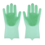 Pettechhair mint green pet grooming gloves silicone brush pair for removing loose fur and bathing
