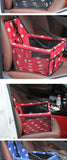 Pettechhair red paw print pet car booster seat for small dogs and cats with safety straps and padded sides