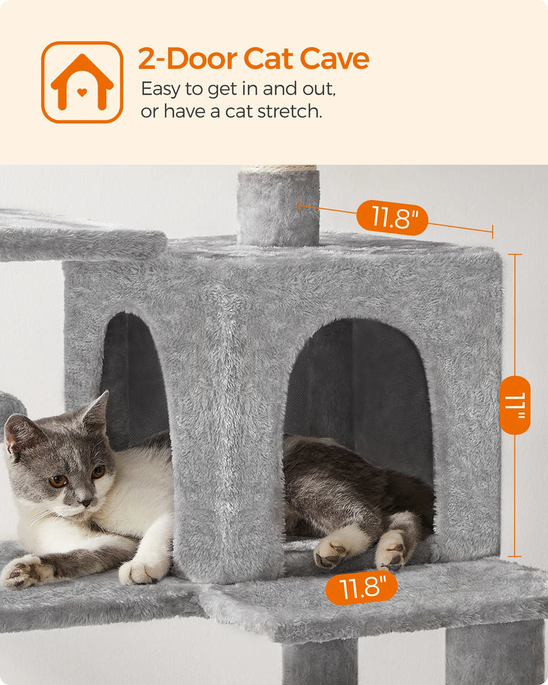 FEANDREA Multi-Level Cat Tree Tower 56.3″ Indoor Cat Condo