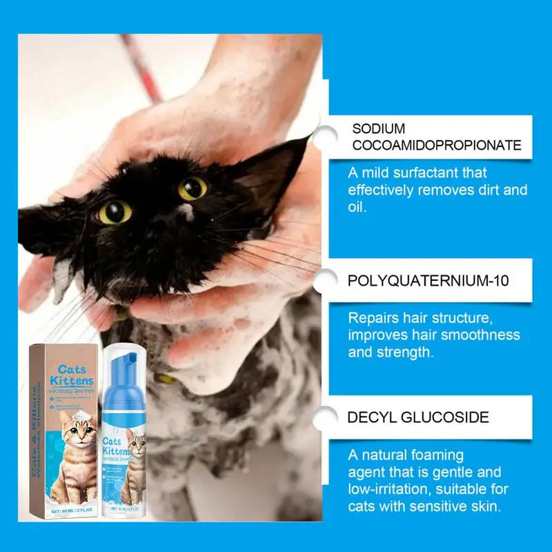 No-Rinse Cat Flea Shampoo – Waterless, Quick-Drying