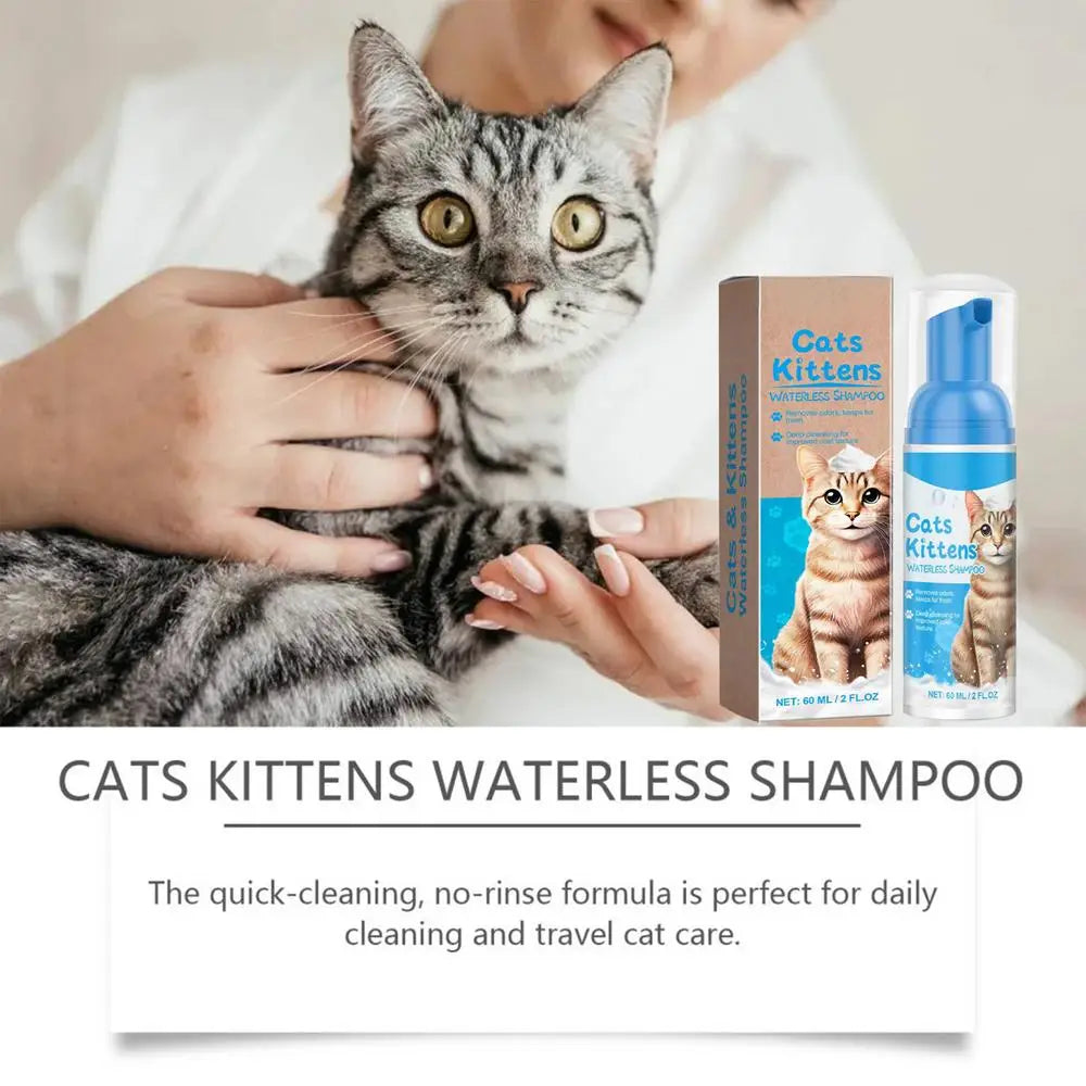 No-Rinse Cat Flea Shampoo – Waterless, Quick-Drying