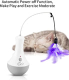 pettechhair automatic rotating cat feather toy white base purple feathers with auto power off sleeping cat
