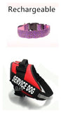 Pettechhair rechargeable purple LED dog collar and red service dog harness for trained working dogs