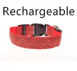 Pettechhair red leopard print dog collar with quick release buckle and metal D ring for tags