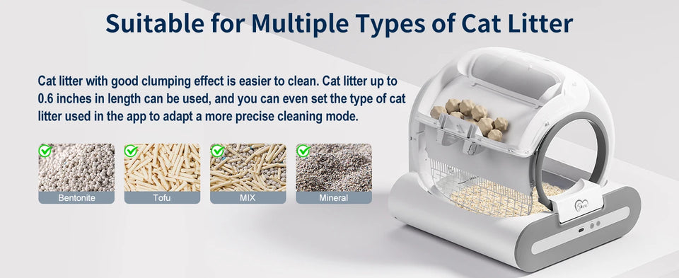 pettechhair automatic self cleaning cat litter box with transparent rotating drum and compatible bentonite tofu mix mineral litter