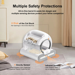 pettechhair automatic enclosed cat litter box with gravity and infrared sensors multiple safety protections
