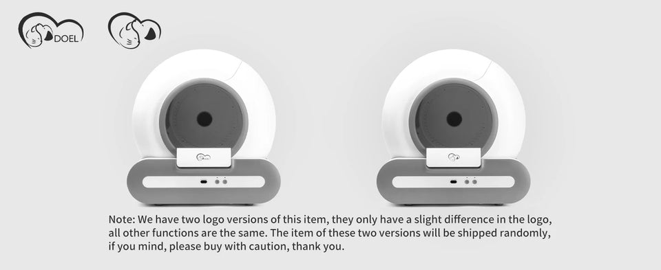 Pettechhair automatic pet feeder camera in white with gray base shown in two logo variants