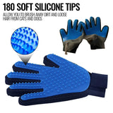 Pettechhair pet grooming gloves with 180 soft silicone tips for removing loose cat and dog hair