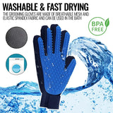 pettechhair washable blue pet grooming glove with silicone nubs for bathing and fast drying