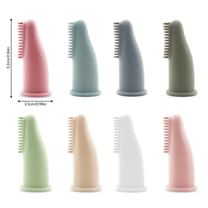 Assorted pastel silicone pet finger toothbrushes set of 8 for grooming and dental care by pettechhair