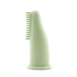 Pettechhair silicone finger toothbrush for pets in pale green with soft bristles for gentle grooming