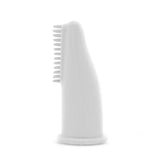 White silicone finger toothbrush with soft bristles for pet dental care by pettechhair