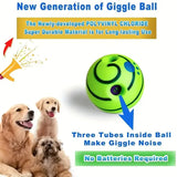 Pettechhair green giggle ball dog toy with three internal tubes making noise no batteries required durable PVC